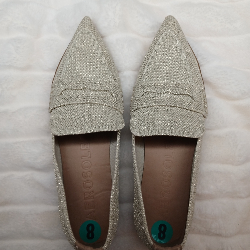 Aerosoles Women’s Size 8 Sparkle Knit Loafers Beige Gold NWOT - Picture 11 of 12